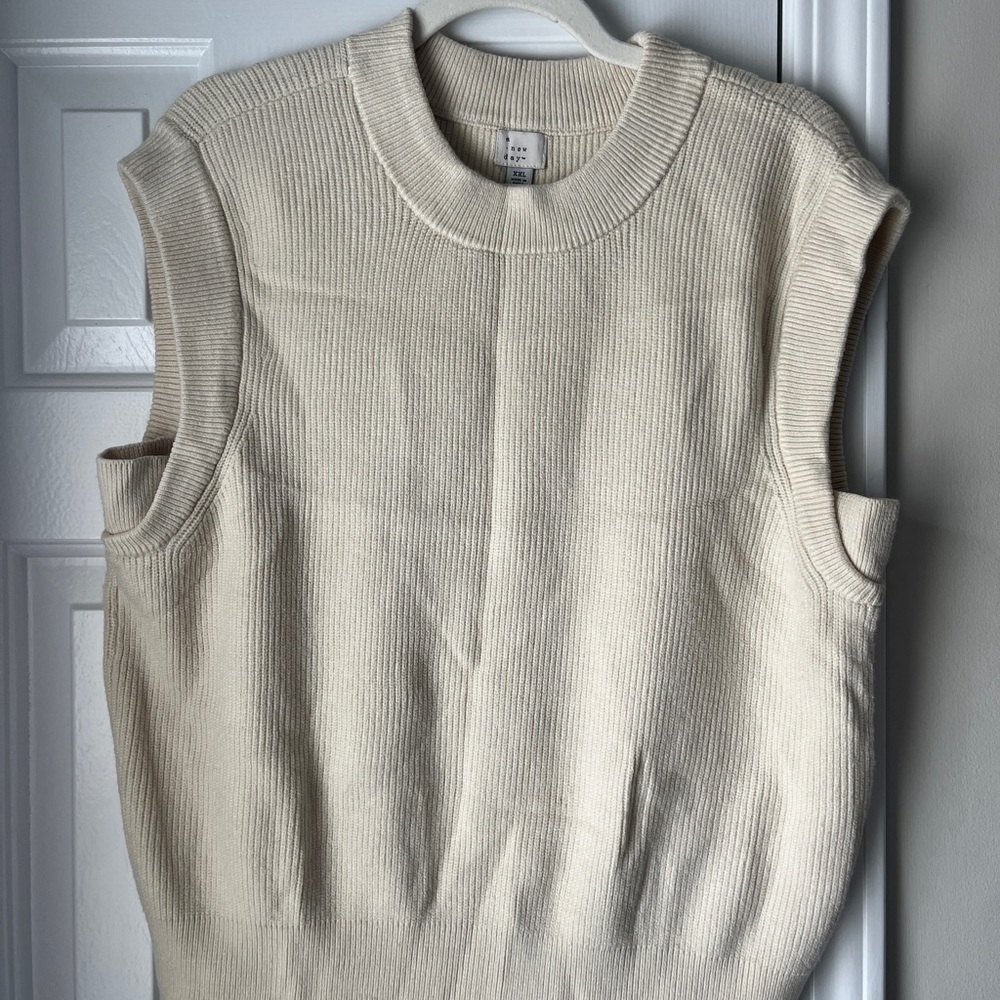 A New Day Cream Ribbed Sweater Vest